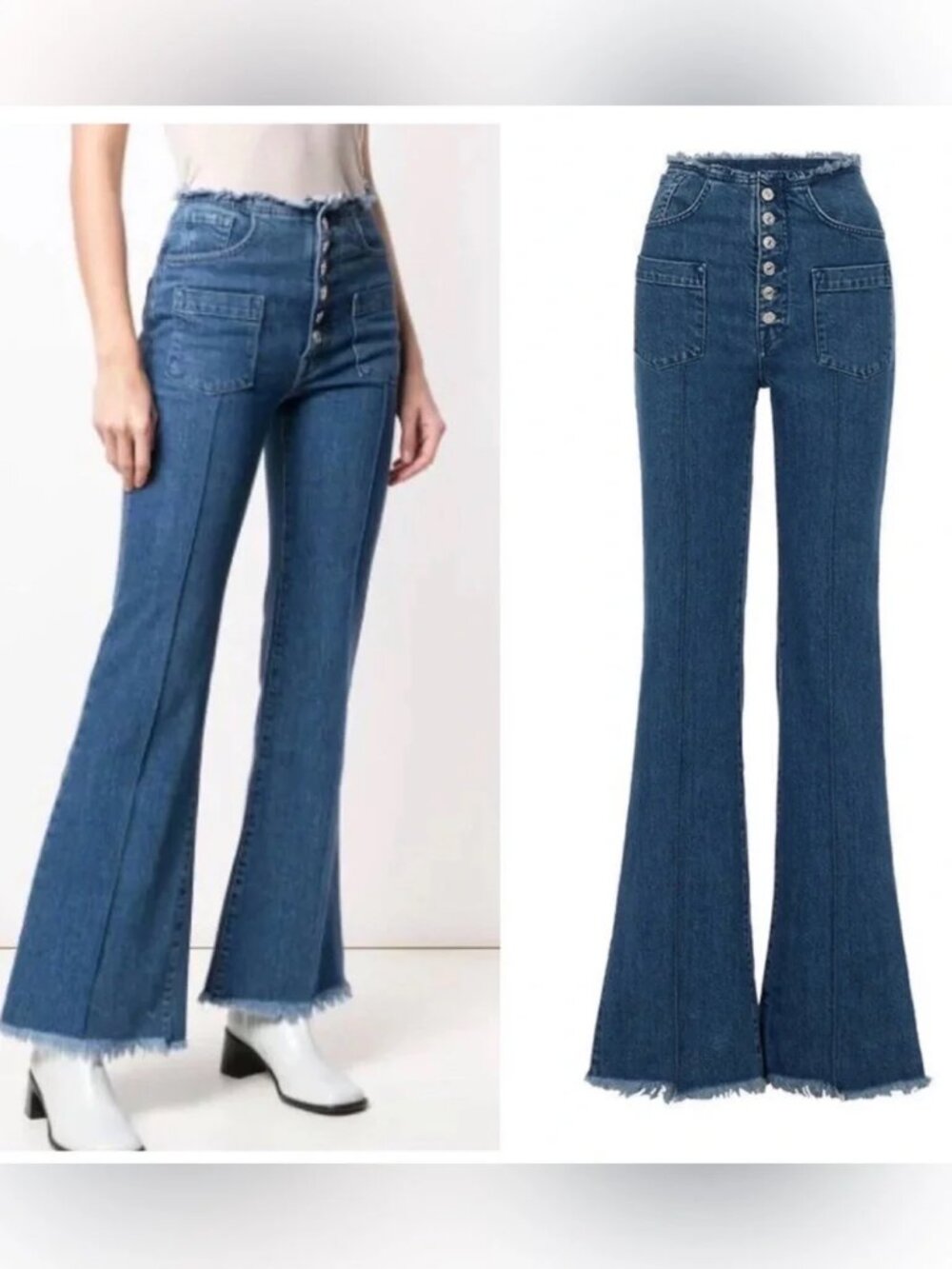 Marques Almeida x 7FAM High Waist Flare Stonewash Sz 25 (7 For All Mankind)